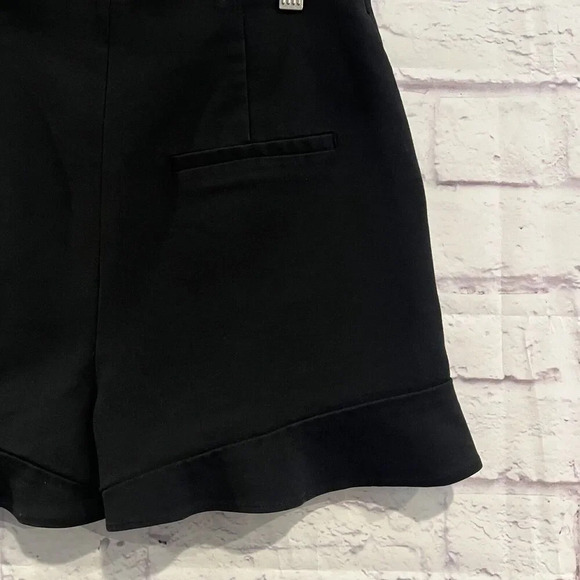 ZARA Black Ruffle High Waist Dress Shorts Side Pockets Casual Summer Size XS - Picture 6 of 9